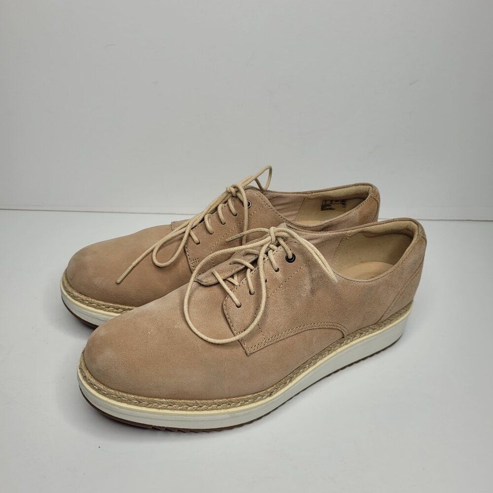 Clarks Teadale Rhea Women's Taupe Suede Lace Up Oxford Sneaker Size 10